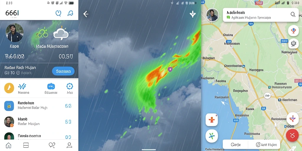 Tampilan antarmuka radar hujan yang jelas dan informatif.